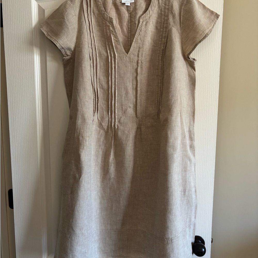 JJill Linen Tunic Dress in Natural Beige